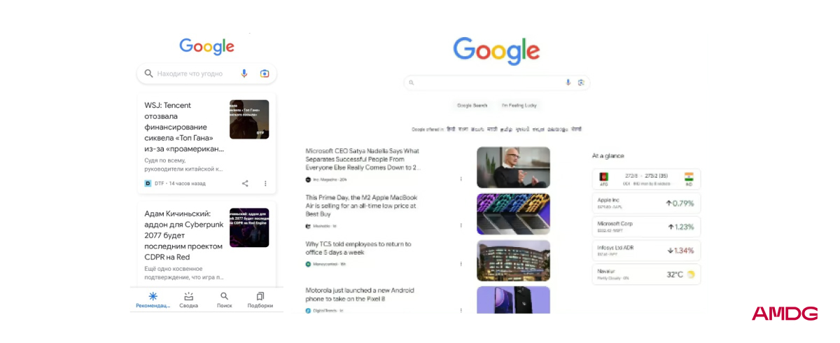 Обновление в Google